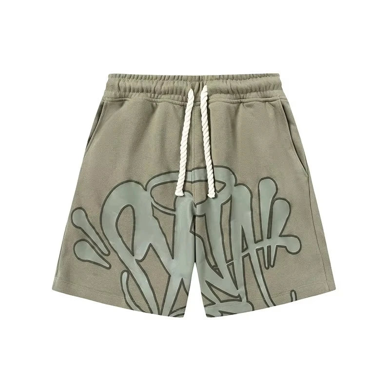 Trendy Brand American Street Graffiti Letter Printed Hip Hop Y2K Shorts Sports and Leisure Quick-drying Moto Beach Short Pants