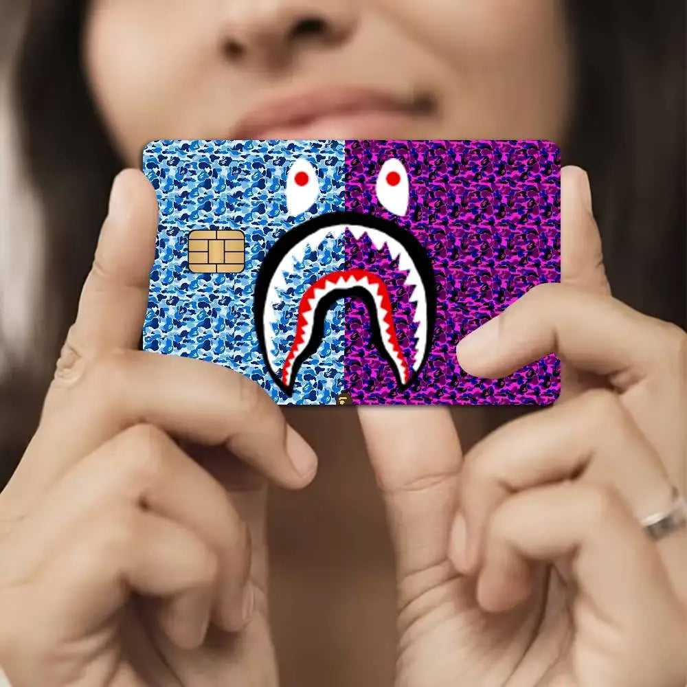 Luxurious B-bapeS Logo Cartoon Credit Card Skin Stickers for Bank Card Bus Metro Card Sticker Waterproof Women Gift