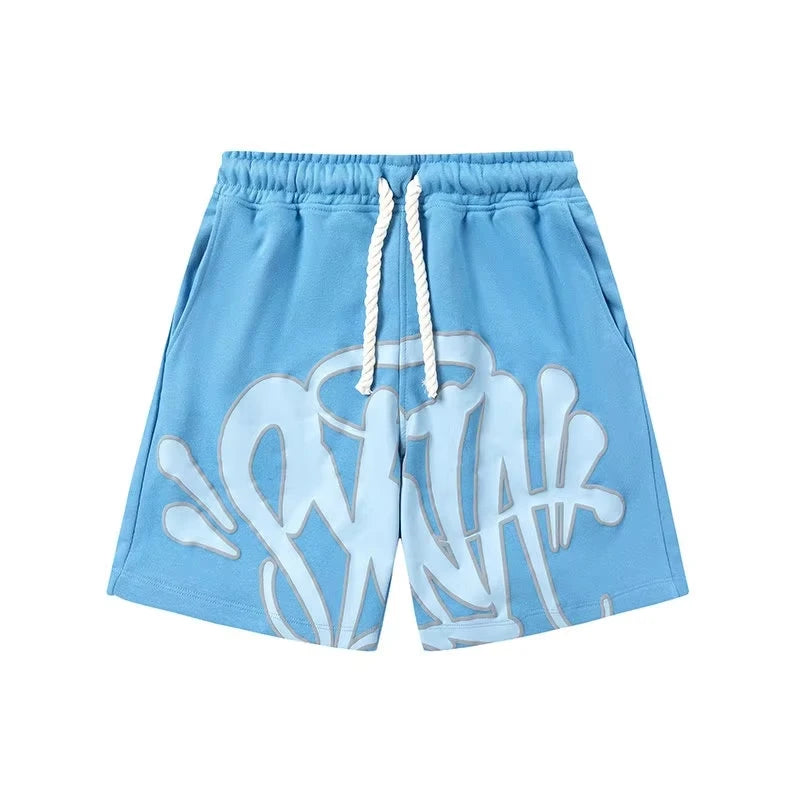 Trendy Brand American Street Graffiti Letter Printed Hip Hop Y2K Shorts Sports and Leisure Quick-drying Moto Beach Short Pants