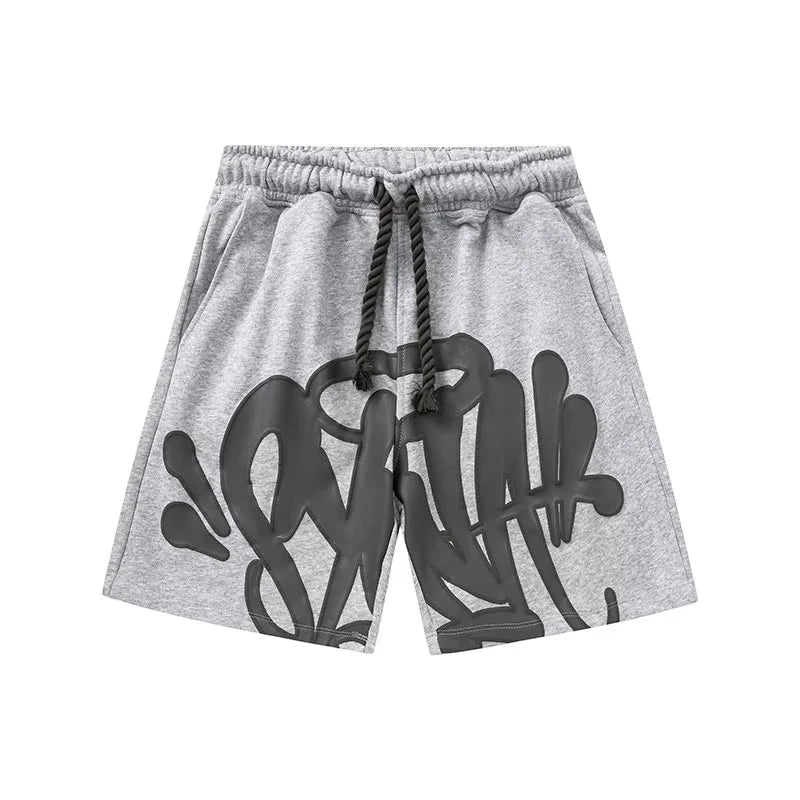Trendy Brand American Street Graffiti Letter Printed Hip Hop Y2K Shorts Sports and Leisure Quick-drying Moto Beach Short Pants