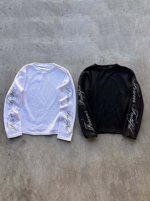 Autumn and Winter New Round Neck Letter Printed Gothic Loose American Style Pullover Casual T-Shirt Top