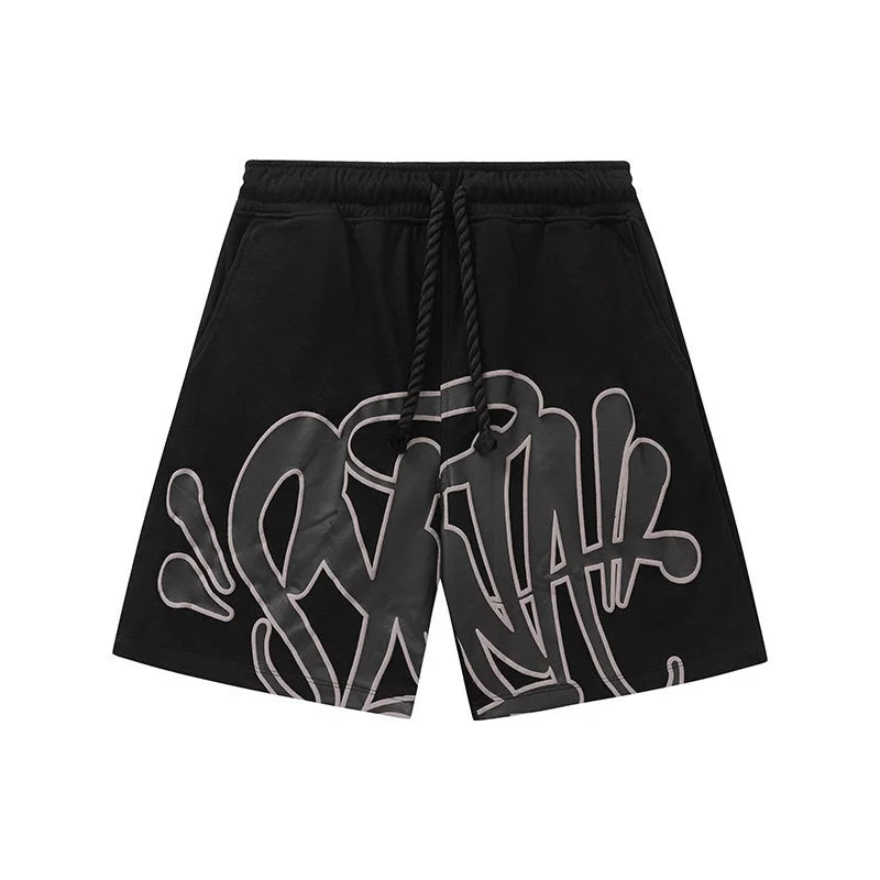 Trendy Brand American Street Graffiti Letter Printed Sports Shorts for Men's Sports and Leisure Quick Drying Beach Pants