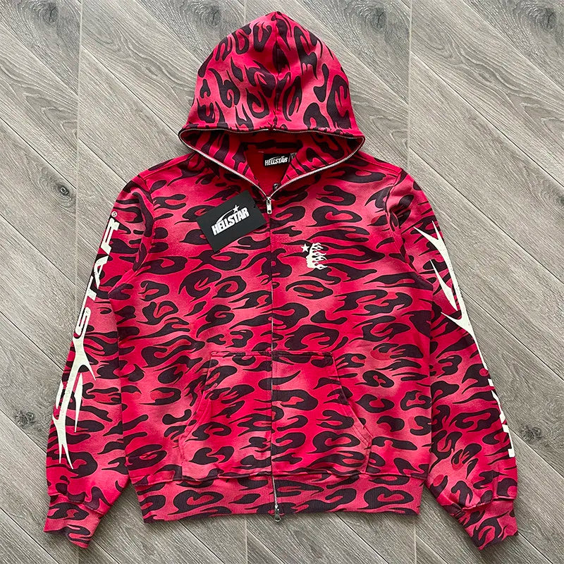 HS Cheetah Zip-Up Hoodie in Purple, Green, Red