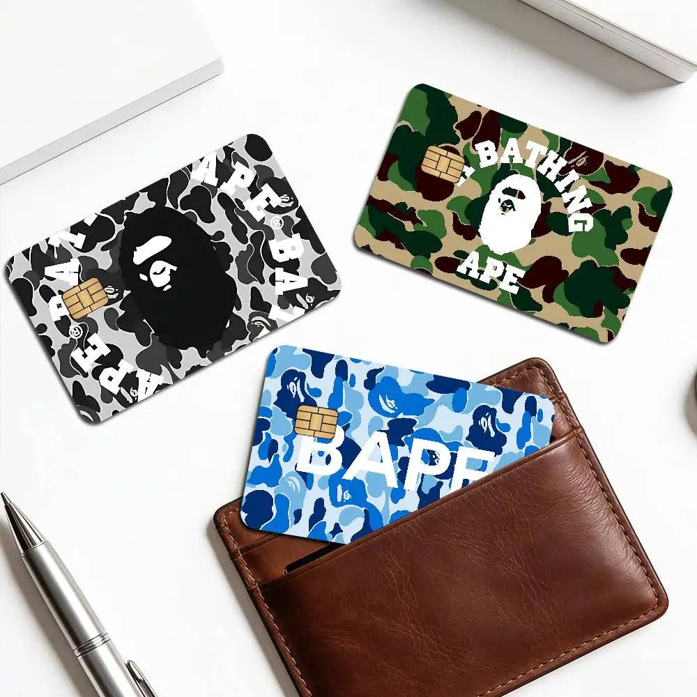 Luxurious B-bapeS Logo Cartoon Credit Card Skin Stickers for Bank Card Bus Metro Card Sticker Waterproof Women Gift