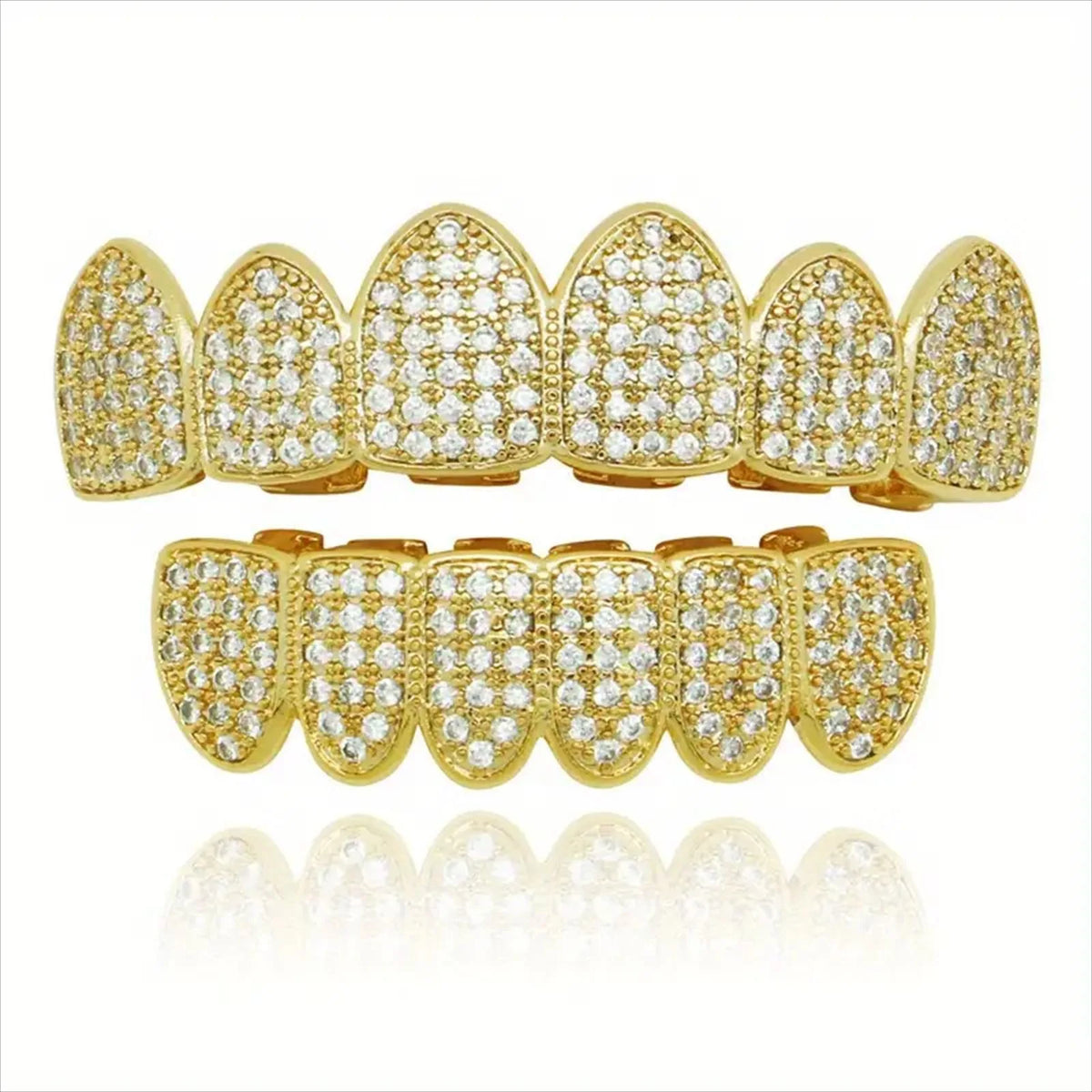Trendy 2025 Glossy Teeth Grillz Hip Hop Golden Silvery Top Bottom Tooth Caps Unisex Rapper Costume Party Halloween Gift