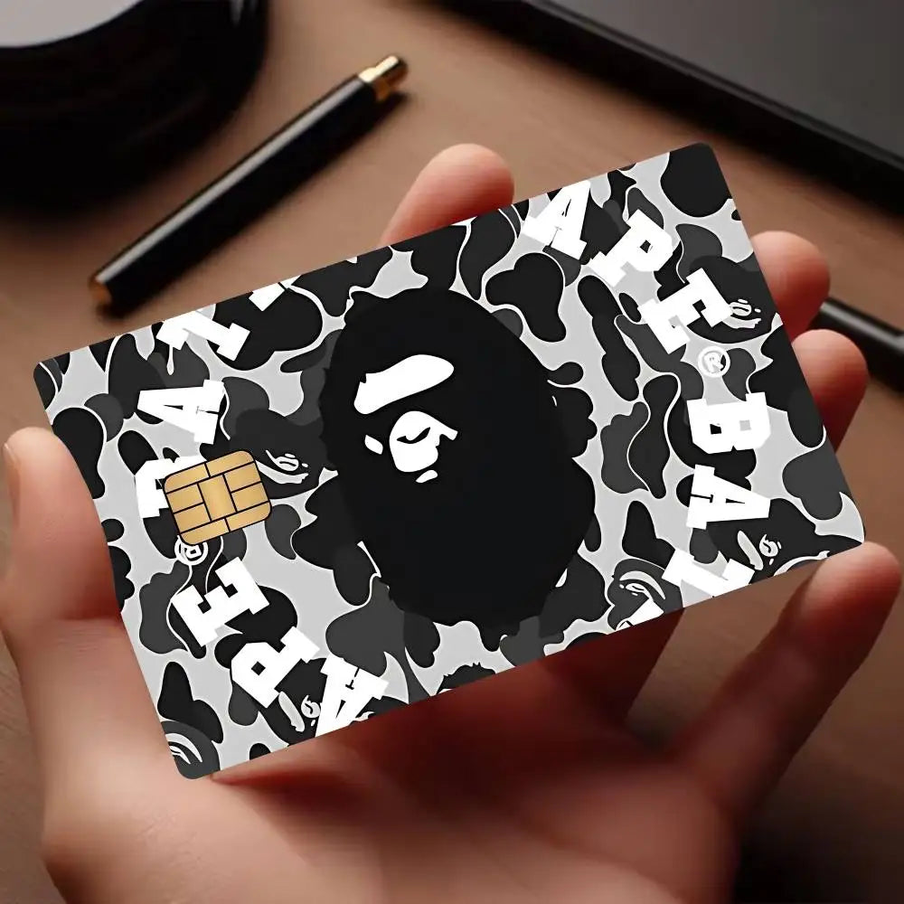 Luxurious B-bapeS Logo Cartoon Credit Card Skin Stickers for Bank Card Bus Metro Card Sticker Waterproof Women Gift
