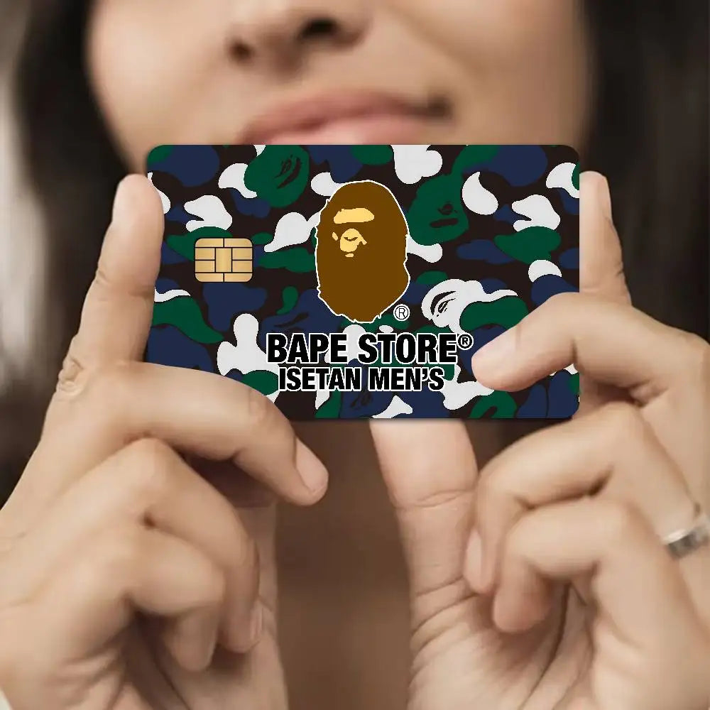 Luxurious B-bapeS Logo Cartoon Credit Card Skin Stickers for Bank Card Bus Metro Card Sticker Waterproof Women Gift