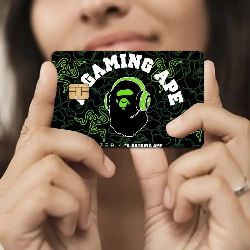 Luxurious B-bapeS Logo Cartoon Credit Card Skin Stickers for Bank Card Bus Metro Card Sticker Waterproof Women Gift