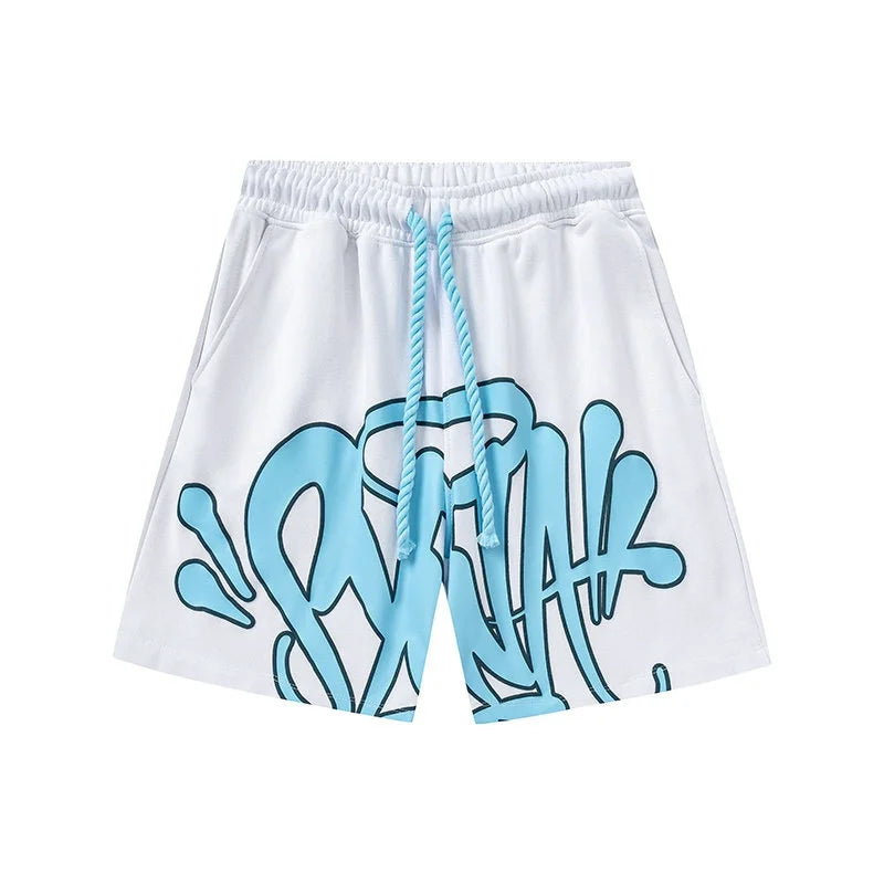 Trendy Brand American Street Graffiti Letter Printed Sports Shorts for Men's Sports and Leisure Quick Drying Beach Pants
