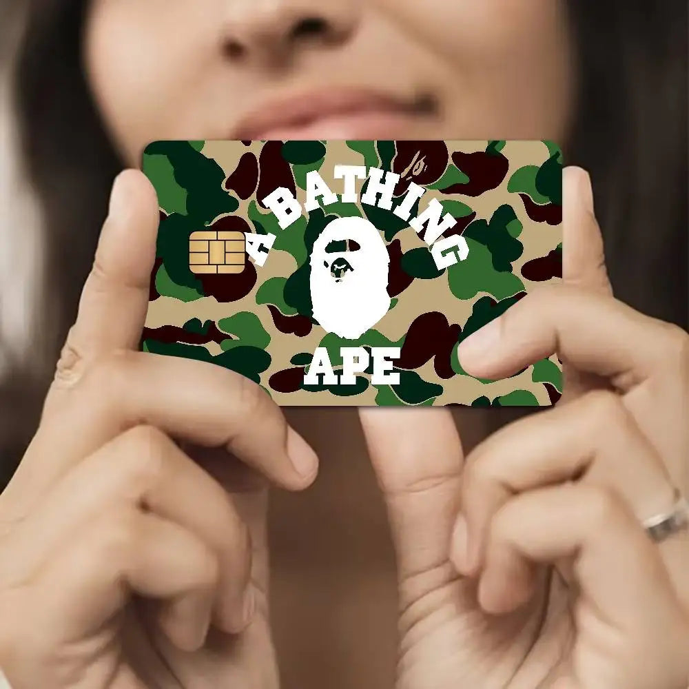Luxurious B-bapeS Logo Cartoon Credit Card Skin Stickers for Bank Card Bus Metro Card Sticker Waterproof Women Gift