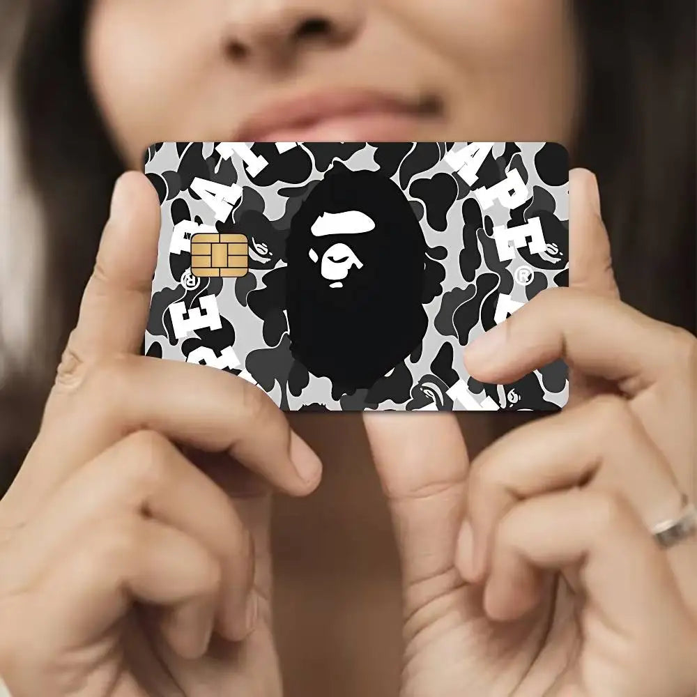 Luxurious B-bapeS Logo Cartoon Credit Card Skin Stickers for Bank Card Bus Metro Card Sticker Waterproof Women Gift