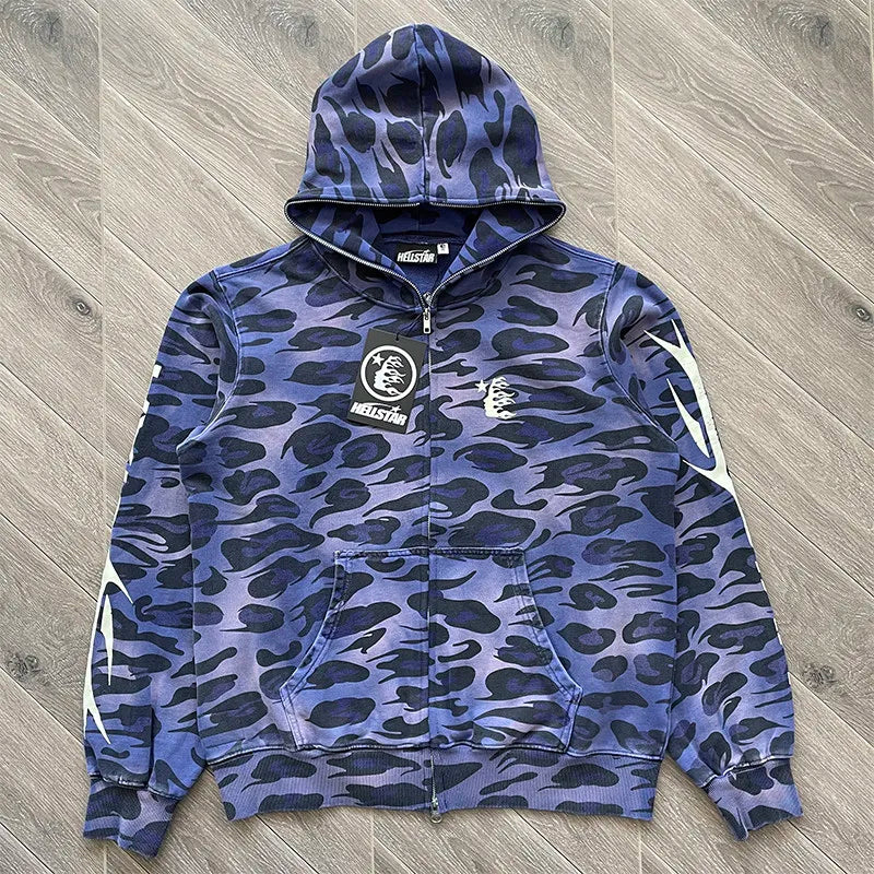 HS Cheetah Zip-Up Hoodie in Purple, Green, Red