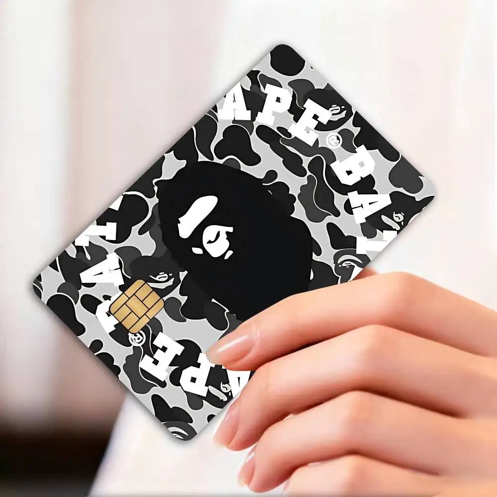 Luxurious B-bapeS Logo Cartoon Credit Card Skin Stickers for Bank Card Bus Metro Card Sticker Waterproof Women Gift