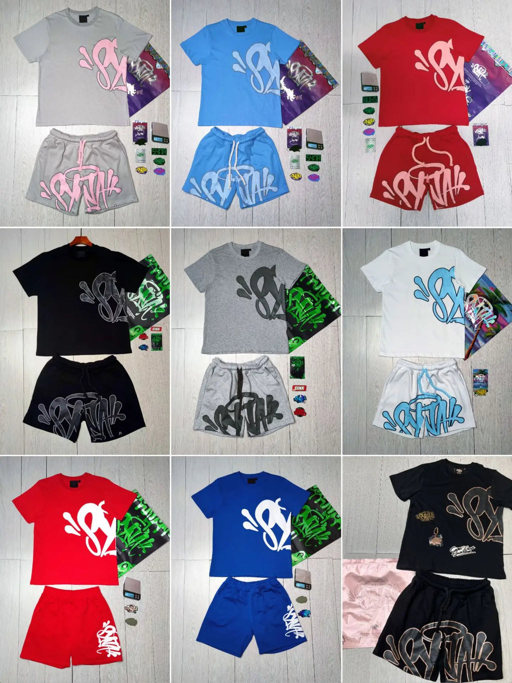 Synaworld Cotton Clothes Casual Summer T-Shirt Shorts Central Cee Y2k Women's Men's Clothing Outfit Tees Streetwear Tops Trunks