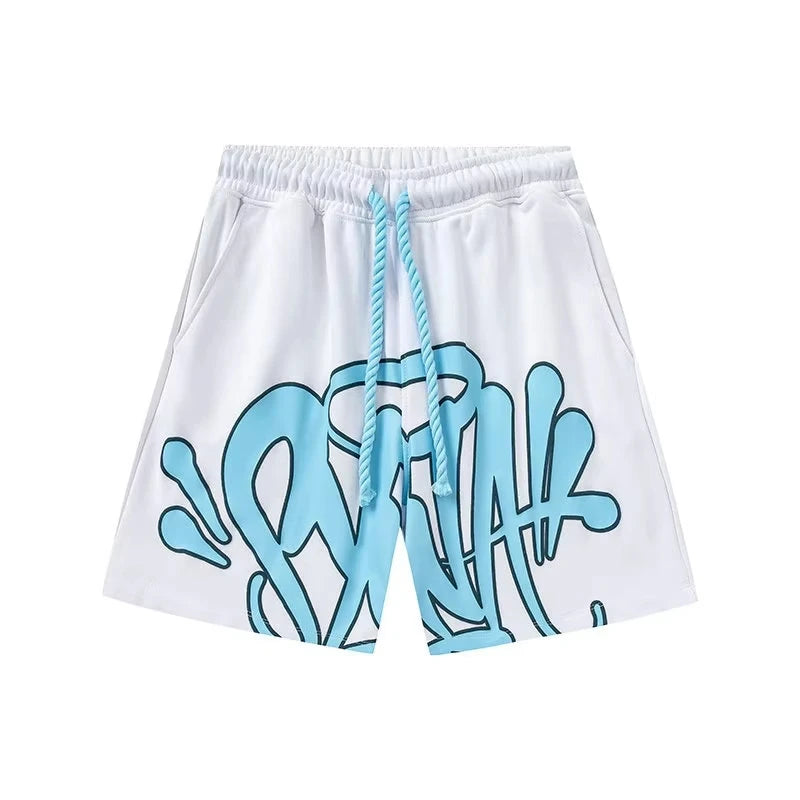 Trendy Brand American Street Graffiti Letter Printed Hip Hop Y2K Shorts Sports and Leisure Quick-drying Moto Beach Short Pants