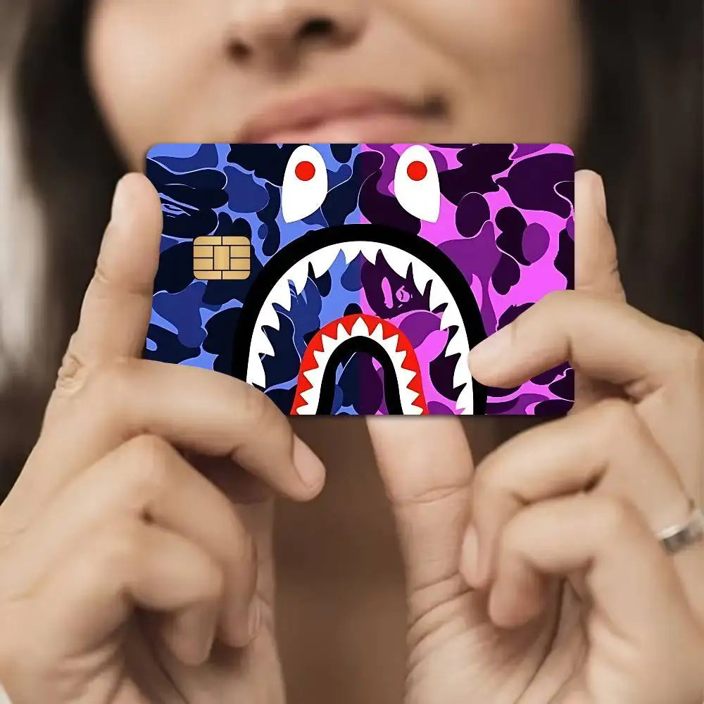 Luxurious B-bapeS Logo Cartoon Credit Card Skin Stickers for Bank Card Bus Metro Card Sticker Waterproof Women Gift