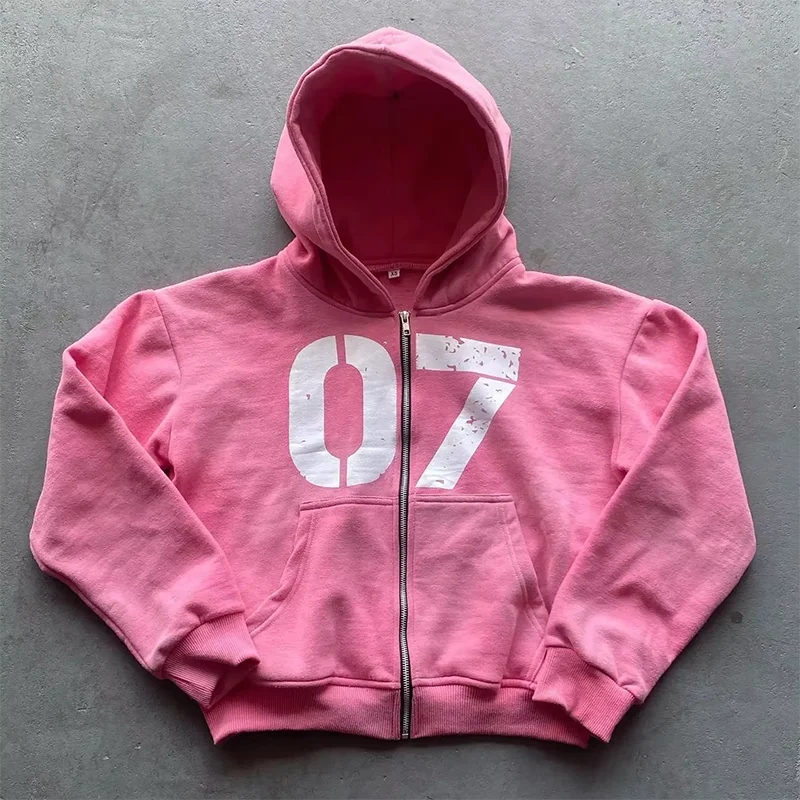 Y2K New Streetwear Set Casual Baggy Sweatpants Fashion Zipper Hoodie Spring American Street Hip-hop Casual Pants Printed Clothes