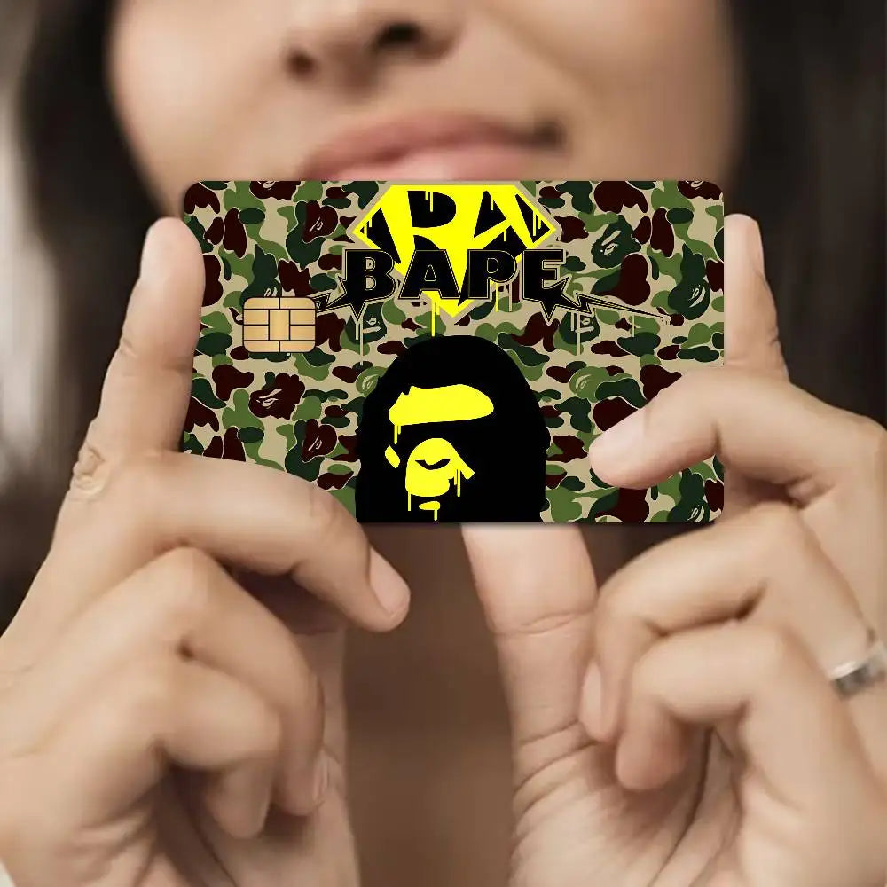 Luxurious B-bapeS Logo Cartoon Credit Card Skin Stickers for Bank Card Bus Metro Card Sticker Waterproof Women Gift