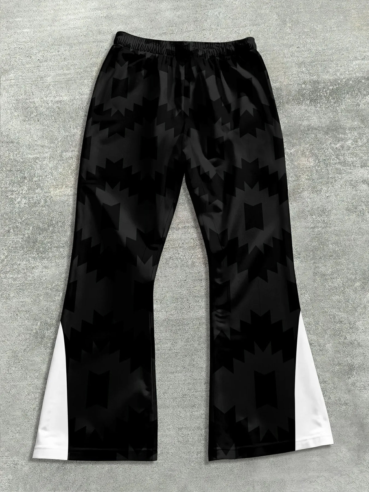 Men's Casual Street Style Trendy Cross Print Fashionable Slightly Flared Black and White Color-Block Design Sweatpants Men Pants