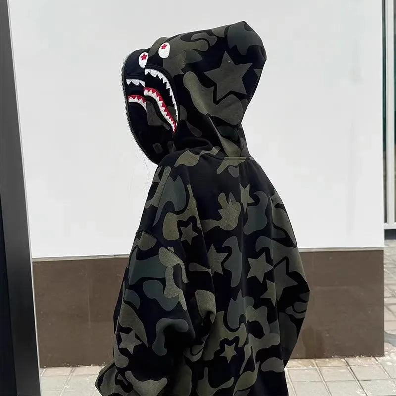 Y2K Streetwear Camouflage Hoodie Zipper Cardigan Retro American style Youth Autumn Hoodie Jacket Unisex Long Sleeve Casual Wear