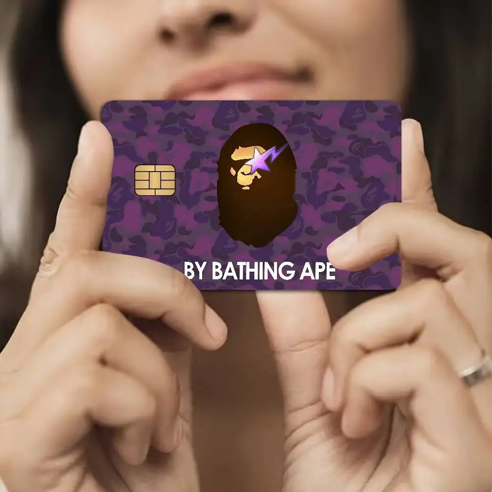 Luxurious B-bapeS Logo Cartoon Credit Card Skin Stickers for Bank Card Bus Metro Card Sticker Waterproof Women Gift