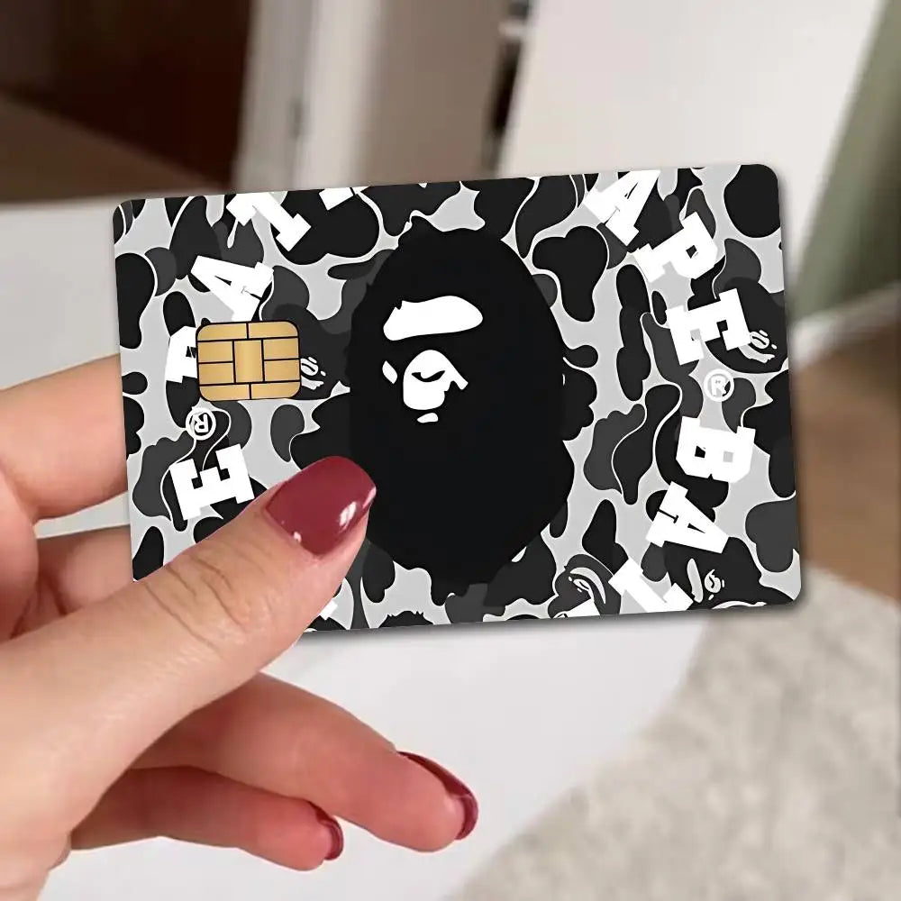Luxurious B-bapeS Logo Cartoon Credit Card Skin Stickers for Bank Card Bus Metro Card Sticker Waterproof Women Gift