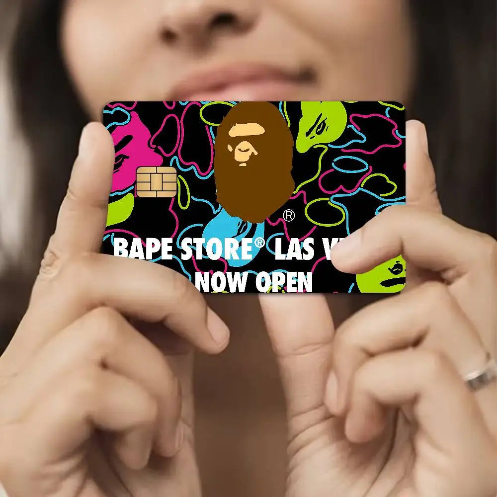 Luxurious B-bapeS Logo Cartoon Credit Card Skin Stickers for Bank Card Bus Metro Card Sticker Waterproof Women Gift
