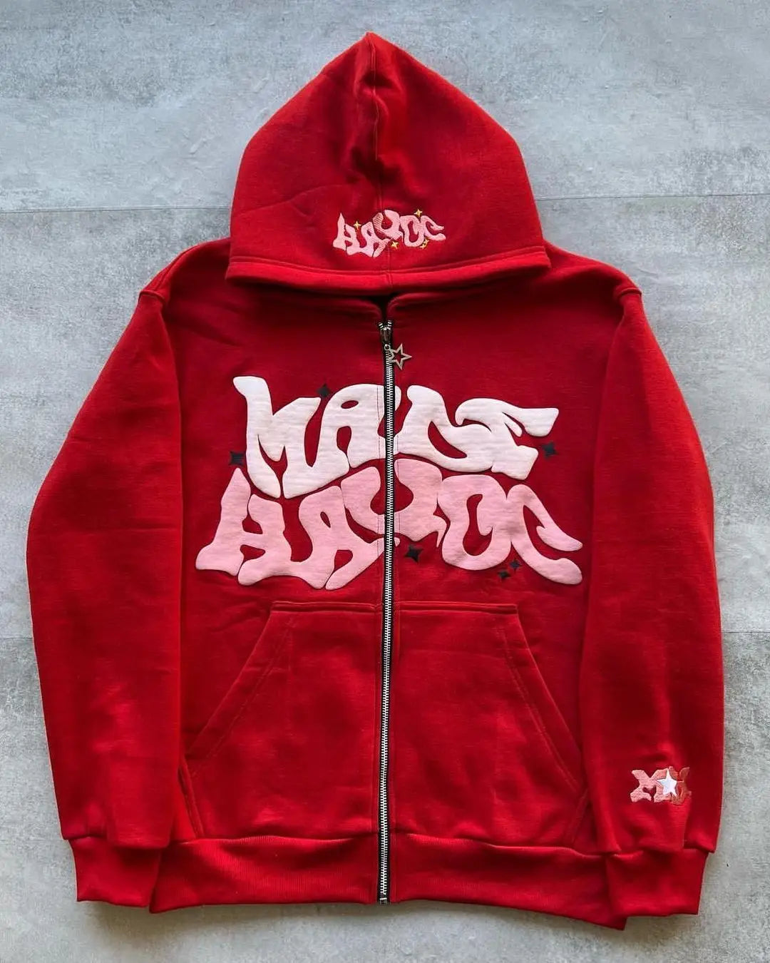 Fashion Retro Star and Letter Printed Zipper Hoodies Women & Men Y2K Spring Autumn Section Lazy Trendy All-match Cardigan Hooded
