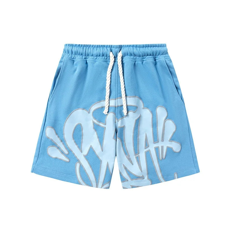 Trendy Brand American Street Graffiti Letter Printed Sports Shorts for Men's Sports and Leisure Quick Drying Beach Pants