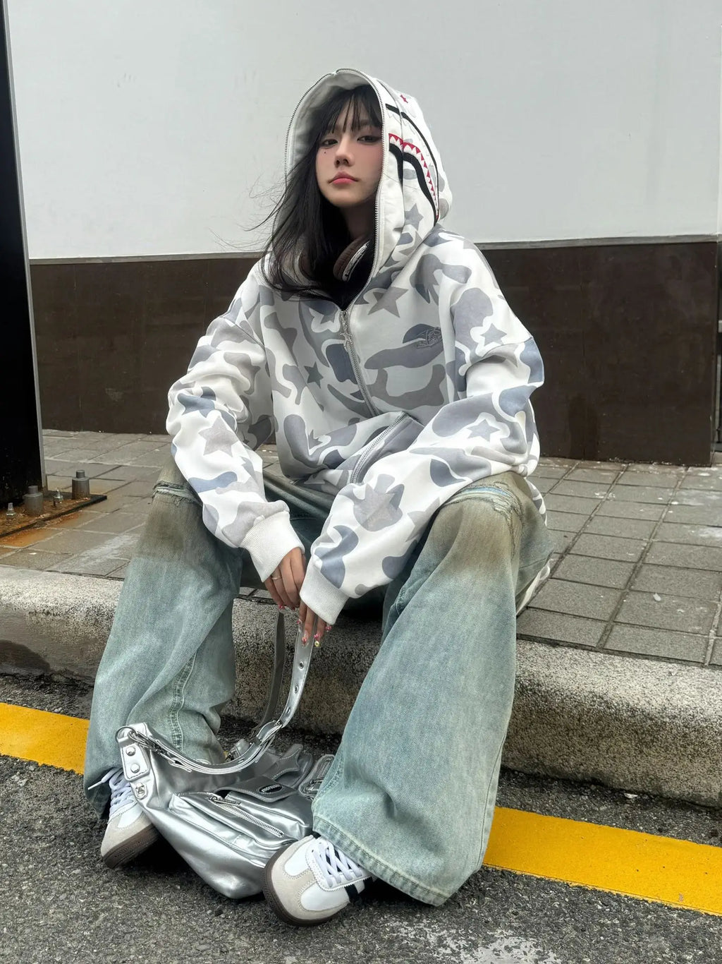 Y2K Streetwear Camouflage Hoodie Zipper Cardigan Retro American style Youth Autumn Hoodie Jacket Unisex Long Sleeve Casual Wear