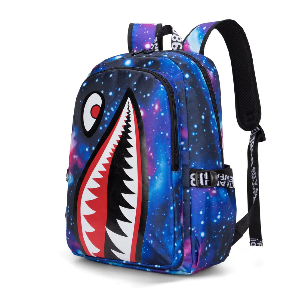 Backpack Elementary Bookbag Travel Rucksack Cartoon Shark Print Primary School Student Satchel Backpack Mochila Infantil