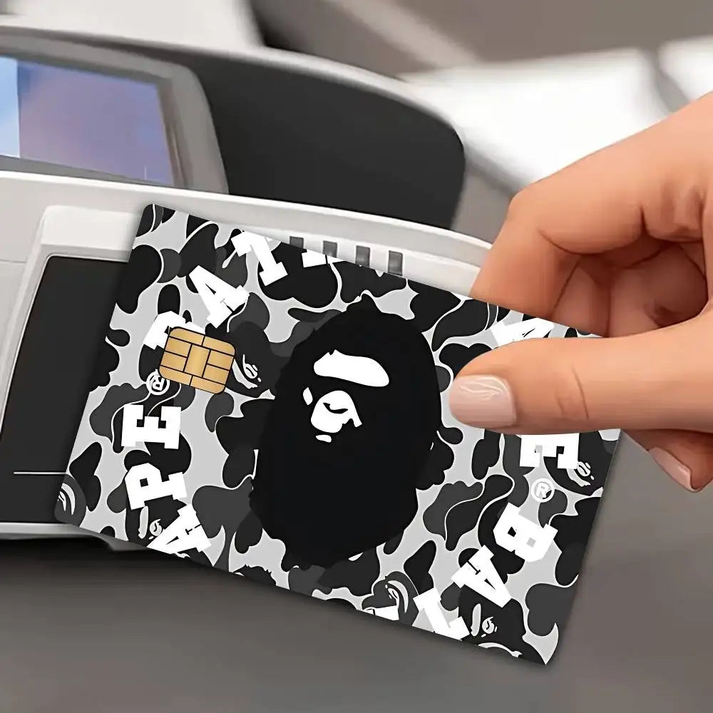 Luxurious B-bapeS Logo Cartoon Credit Card Skin Stickers for Bank Card Bus Metro Card Sticker Waterproof Women Gift